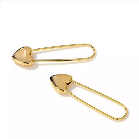 Safety Pin Heart Earrings - Picture 3 of 6